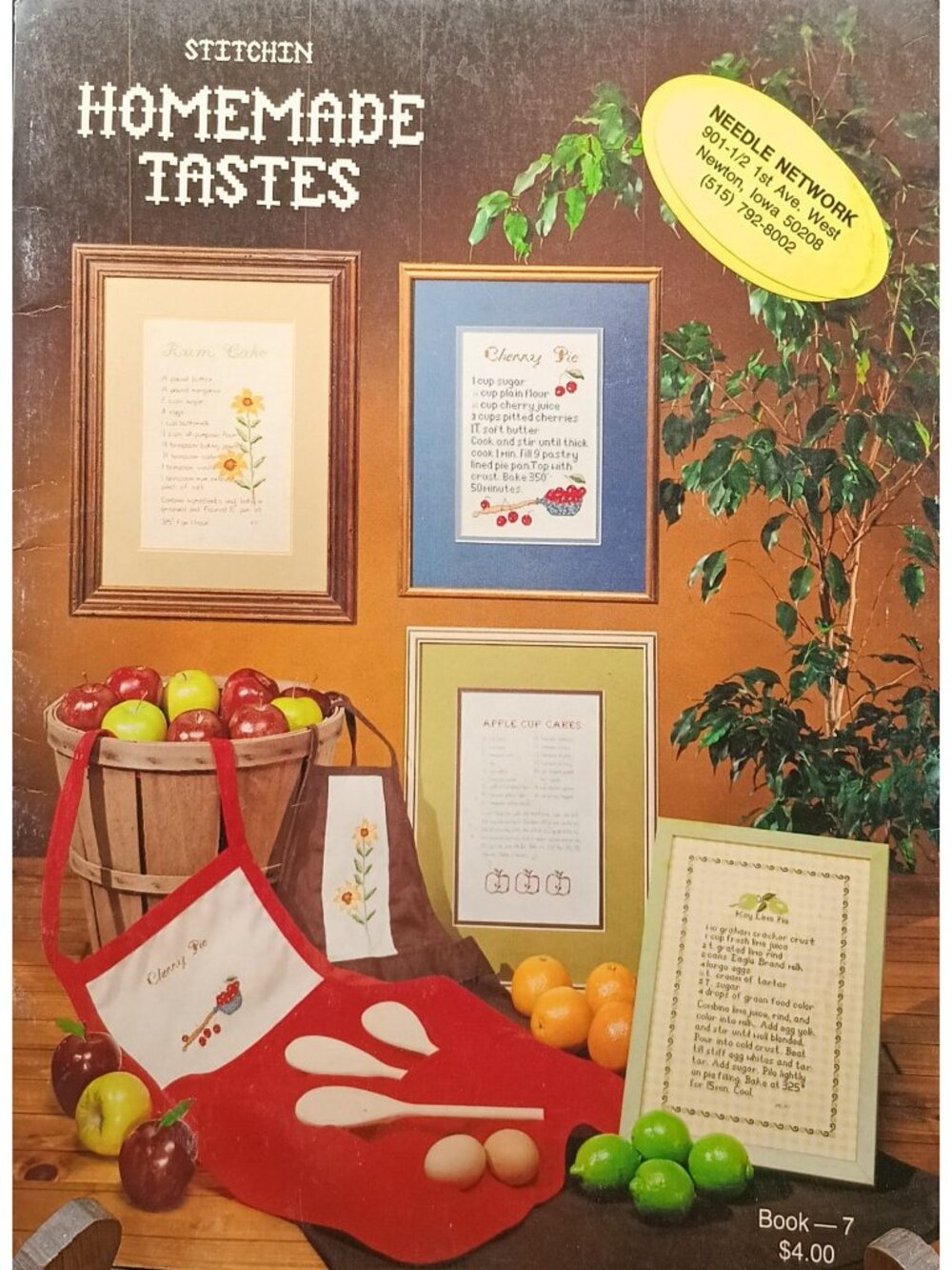 Stitchen Homemade Tastes Cross-Stitch Recipe Patterns Book 7 Vintage 1980s Needl